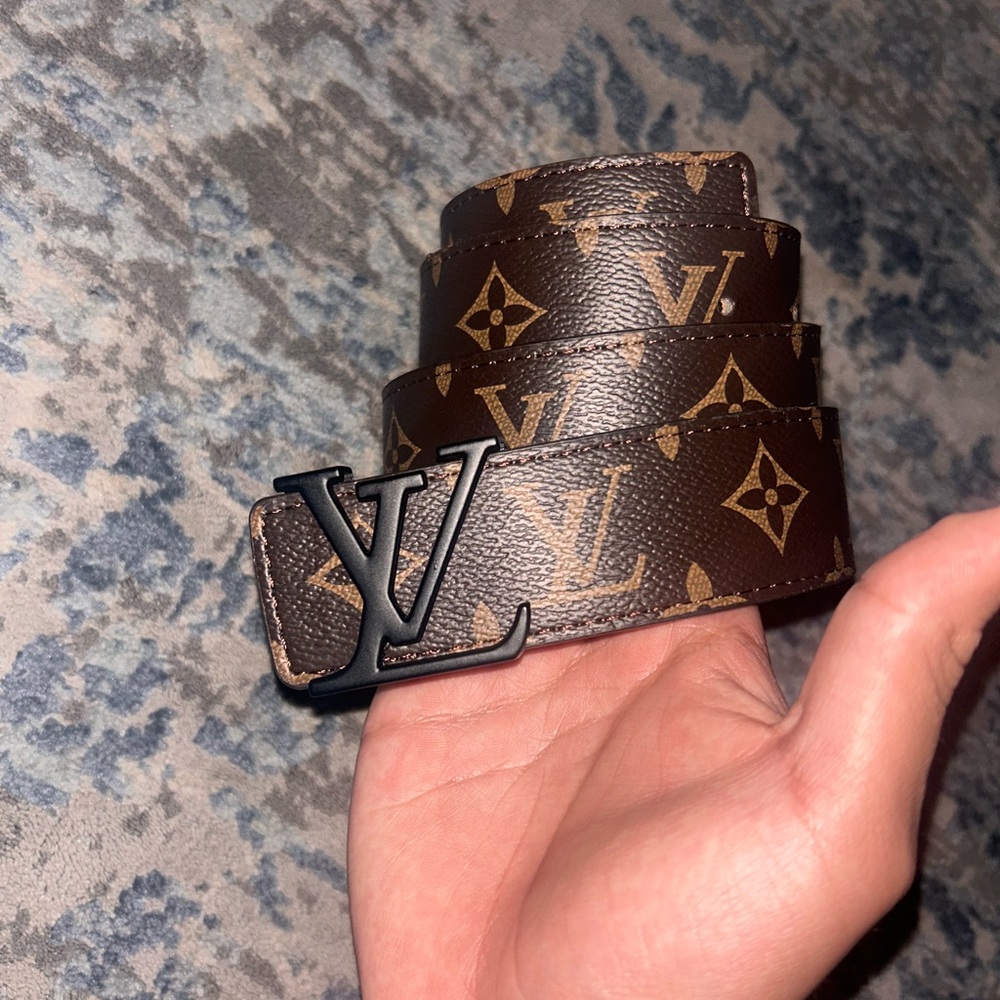 Louis Vuitton Brown Monogram Belt with Black Buckle